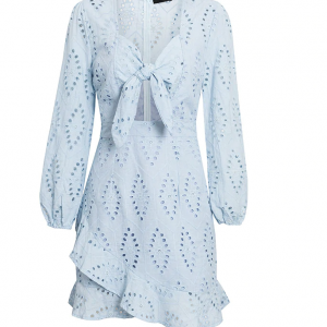 Vestido Corto Celeste de Algodón.