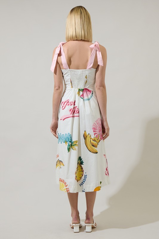 Vestido Midi Blanco Con Frutas - Imagen 2