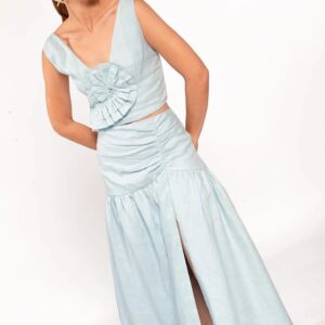 Set Fuego & Agua, Falda y Top Celeste