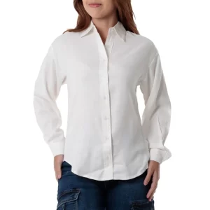 Blusa Blanca Manga Larga Con Curva