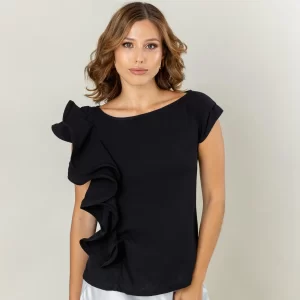 Blusa De Seda Azul Navy